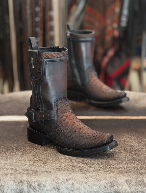 Italian Tobacco Python Leather Cowboy Boots