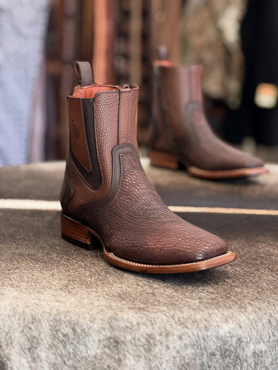 Vintage Cowhide Textured Western Ankle Boots