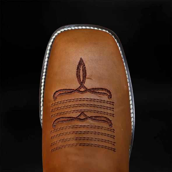 Pure Handmade Square Toe Bulldog Carved Boots