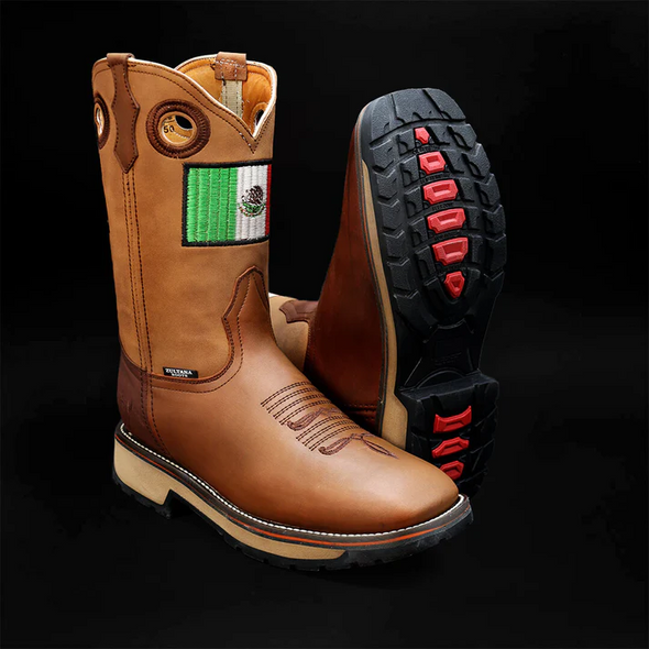 Pure Handmade Square Toe Bulldog Carved Boots