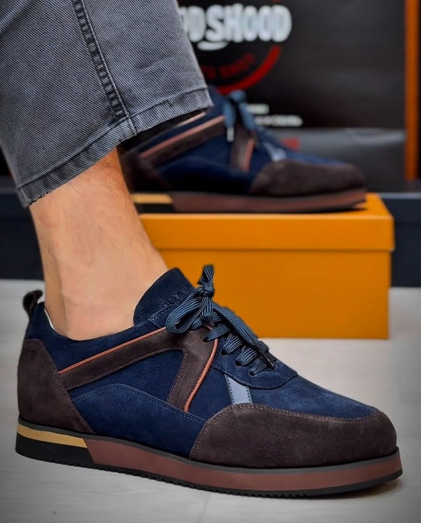 Suede Color-blocked Casual Shoes