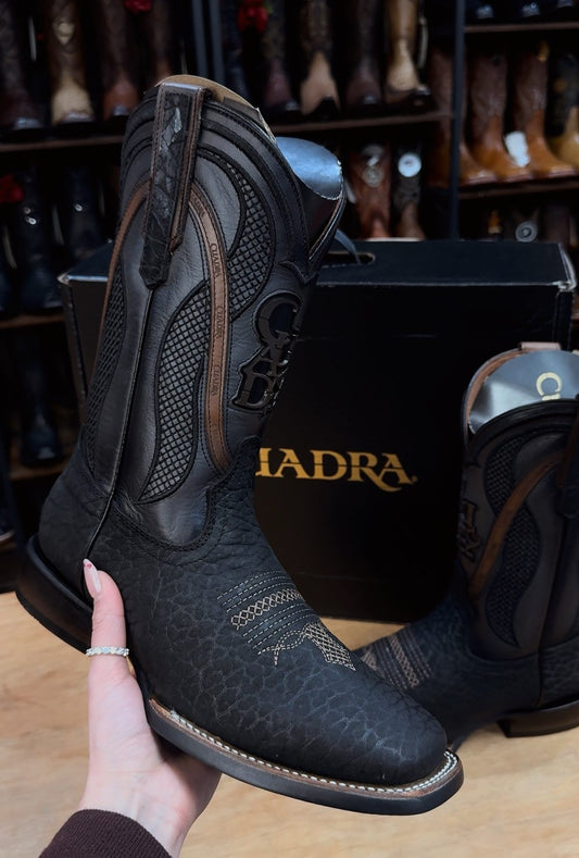 Hand-carved Vintage Cowhide Ranch Boots