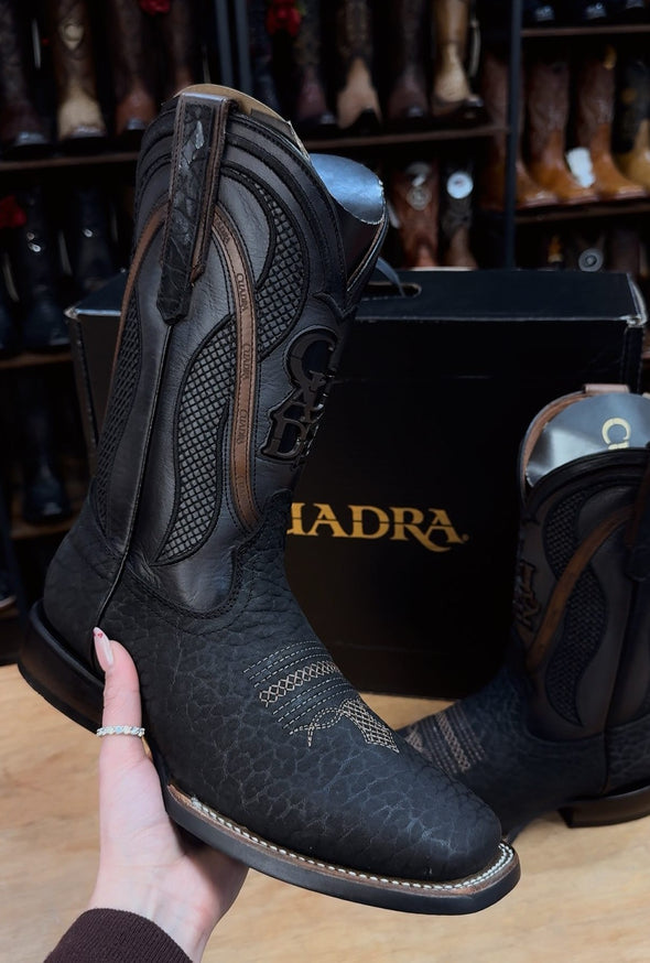 Hand-carved Vintage Cowhide Ranch Boots