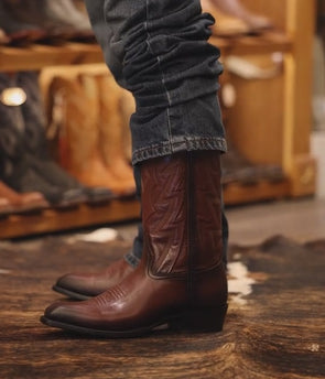Tobacco Vintage Cowhide Ranch Cowboy Boots