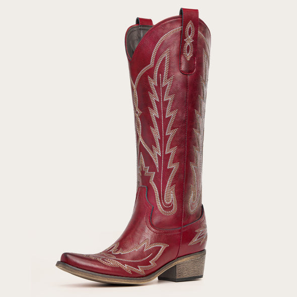 Tall Cowgirl Boots With Embroidery