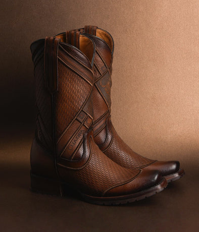 Vintage Tobacco Cowhide Western Cowboy Boots
