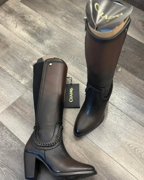 Chocolate Cowhide Braided Rope Boots