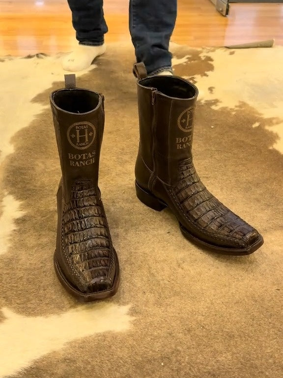 Exotic Black Crocodile Skin Boots