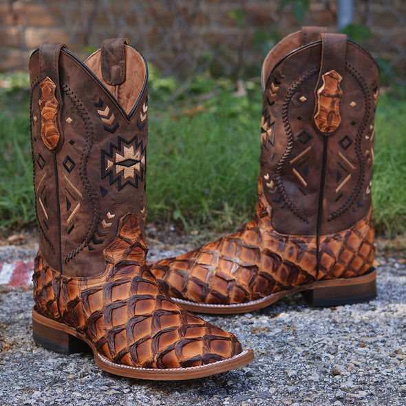 Exotic Piraroucu Mustang Square Toe Boots