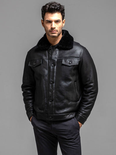 Italian Cowhide Jacket With Fur Colla