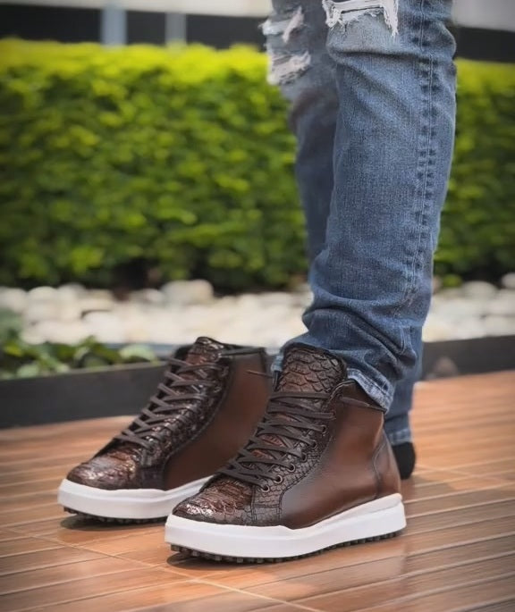 Vintage Tobacco Python Skin Sneakers