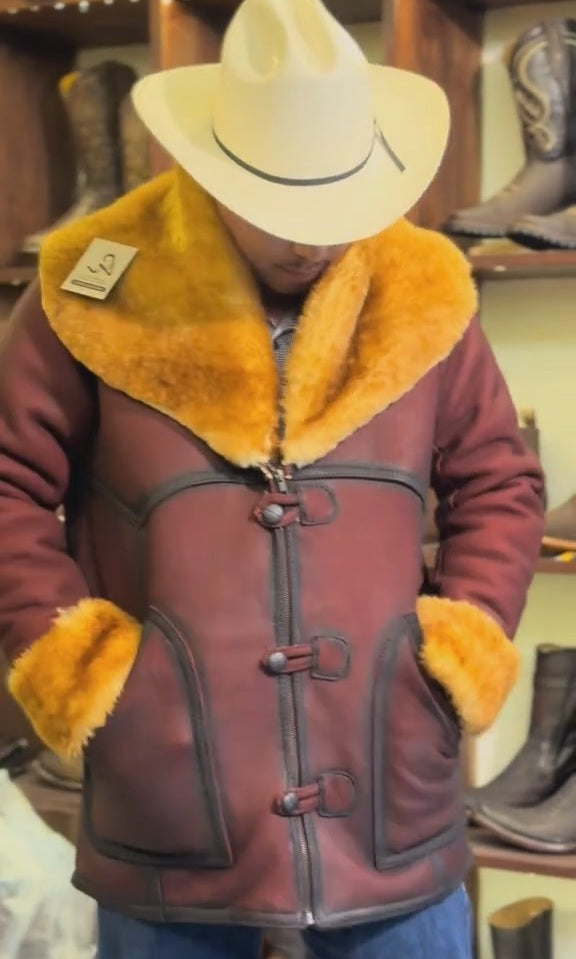 Marlboro Burgundy Wool Collar Jacket