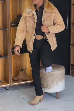Marlboro Wool Collar Suede Jacket