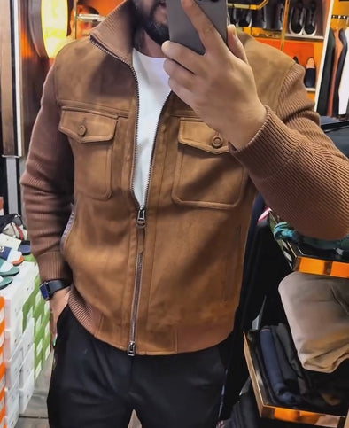 Double-Zip Suede Jacket