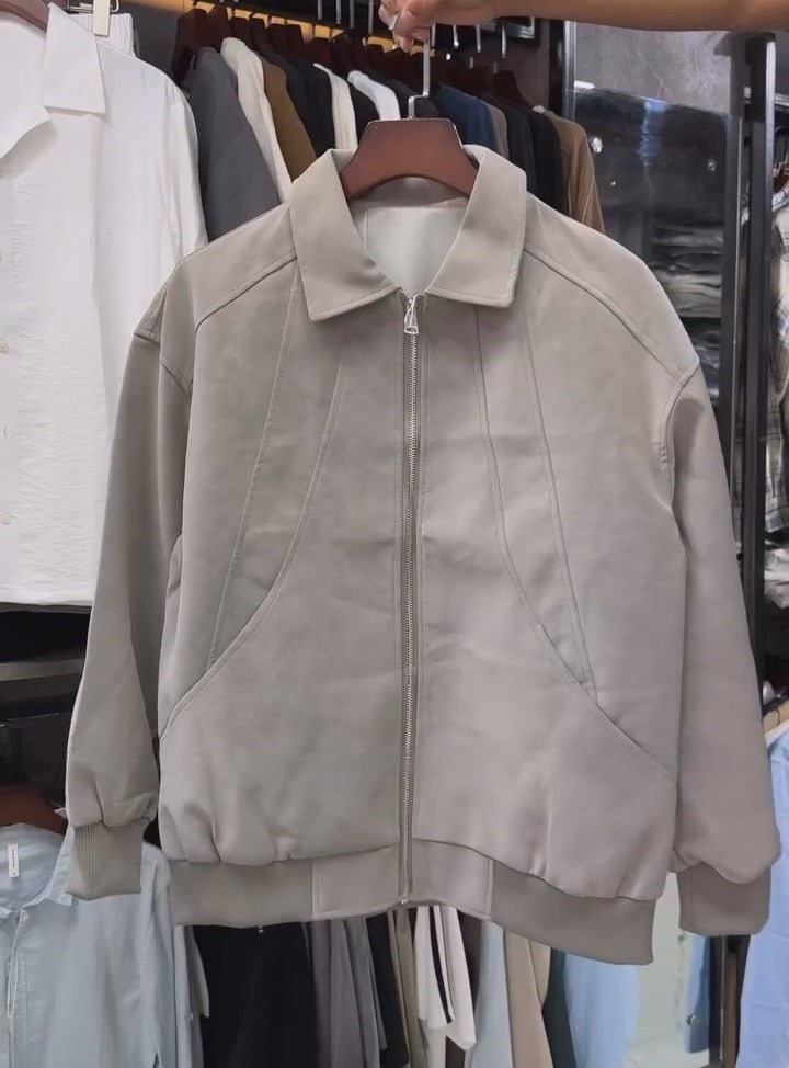 Solid-color Suede Jacket