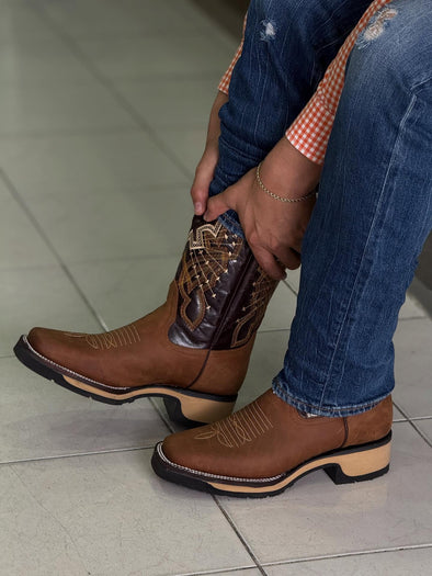 Western Embroidered Suede Ranch Boots