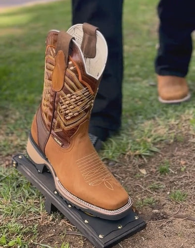 Hand-embroidered Western Suede Ranch Boots
