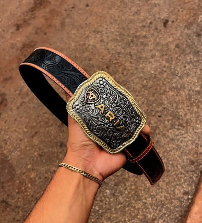 Italian Hand-Carved Cowhide Belt
