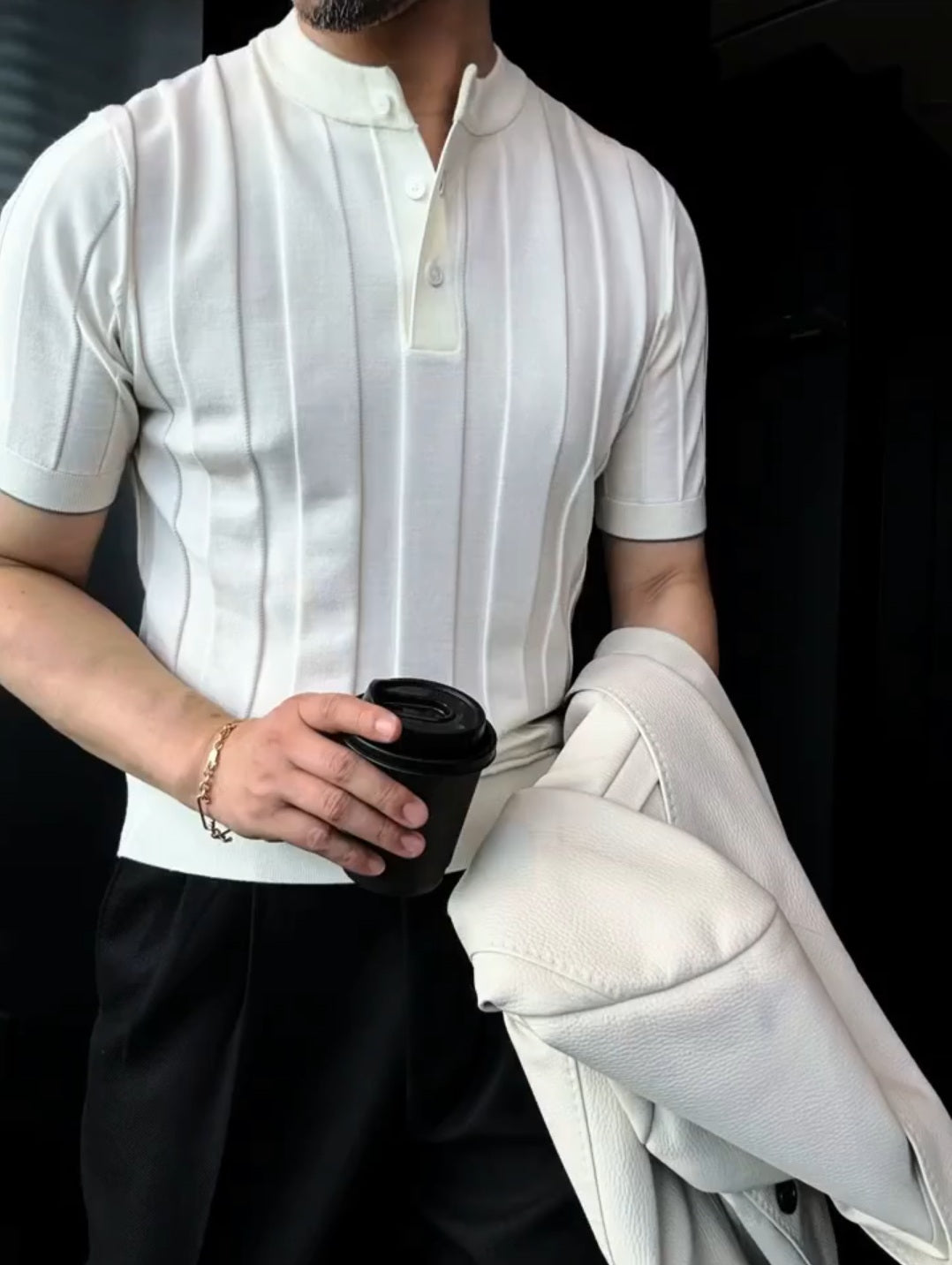 Solid-Color Textured T-Shirt