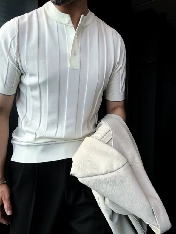 Solid-Color Textured T-Shirt