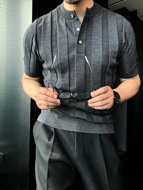 Solid-Color Textured T-Shirt