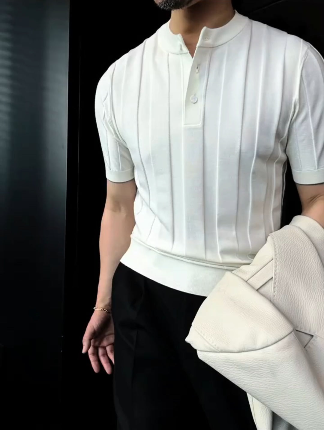 Solid-Color Textured T-Shirt