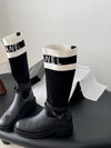 Black And White Technical Knit With Black Calfskin Boots