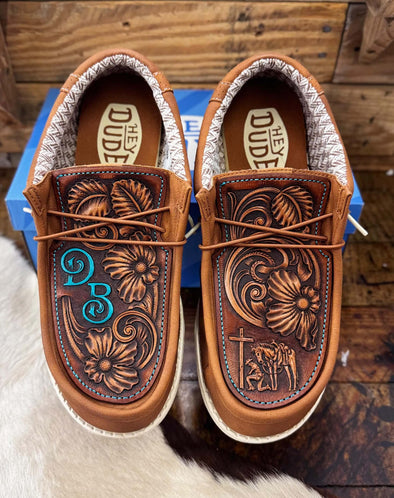 Hand-carved Floral Shoes