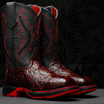 Black Cherry Hand-Tooled Boots