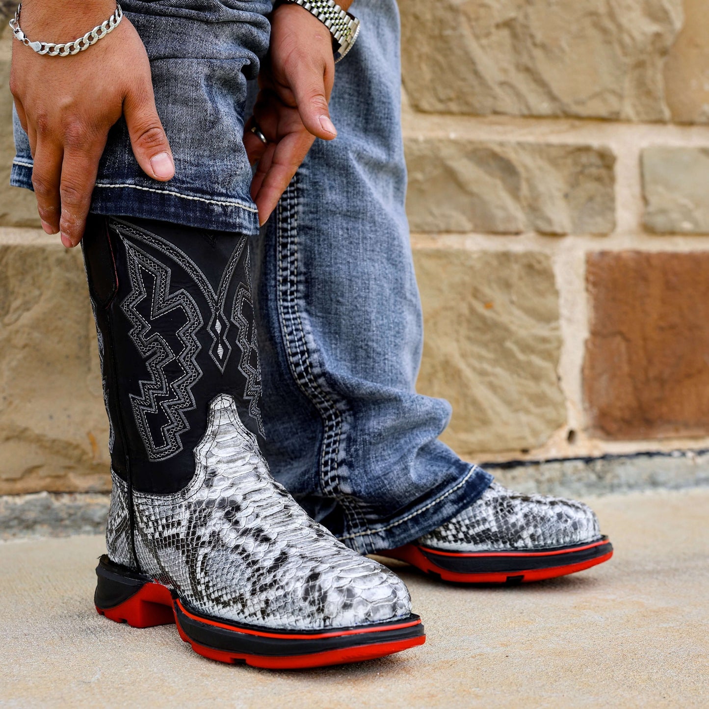 Natural Python Leather Boots