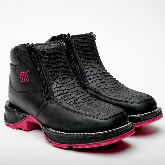 Black Python Boots With 3D Lightweight Soles