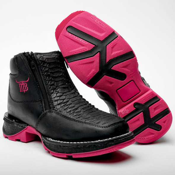 Black Python Boots With 3D Lightweight Soles