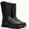 Black Caiman Hornback Leather Boots