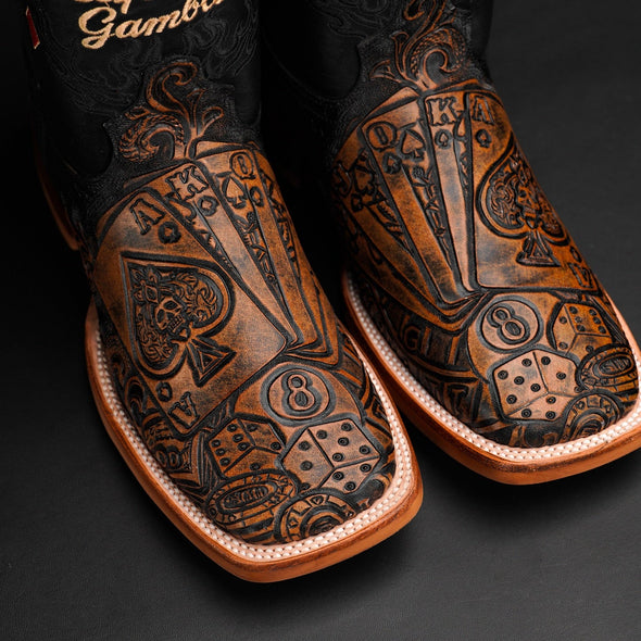 Vintage Poker Engraved Boots