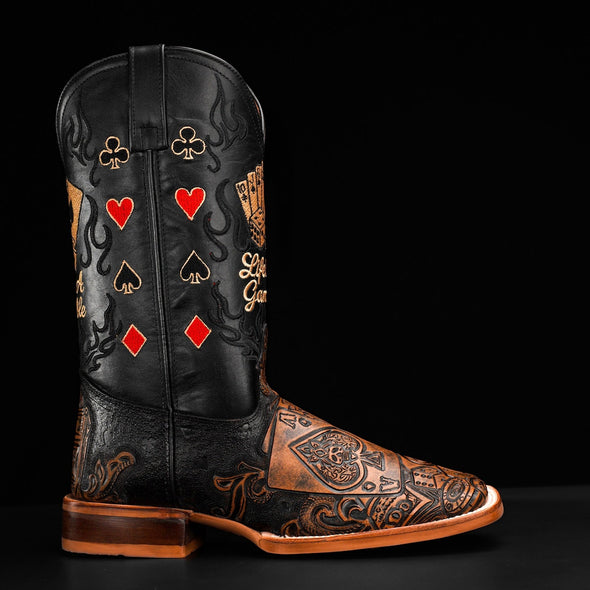 Vintage Poker Engraved Boots