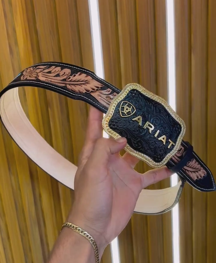 Vintage-inspired Engraved Patchwork Belt