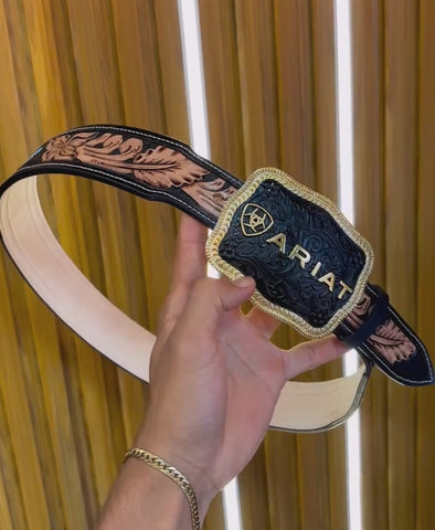 Vintage-inspired Engraved Patchwork Belt