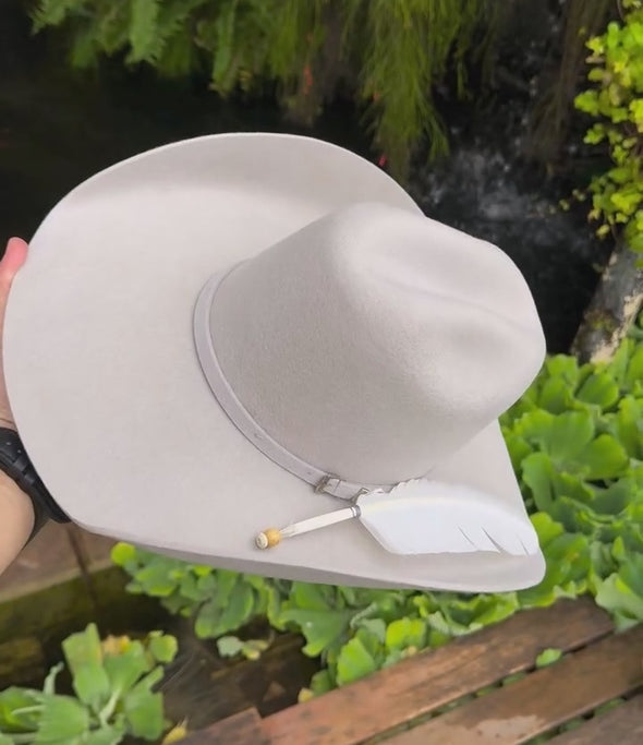 White Feather Suede Cowboy Hat