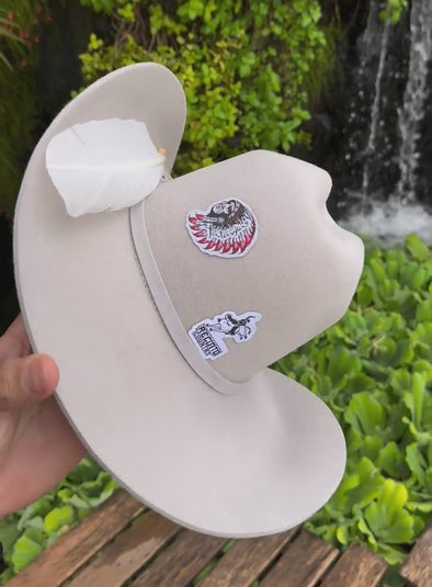 White Feather Suede Cowboy Hat