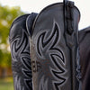 Matte Black Jumbo Pirarucu Leather Boots