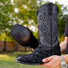 Matte Black Jumbo Pirarucu Leather Boots