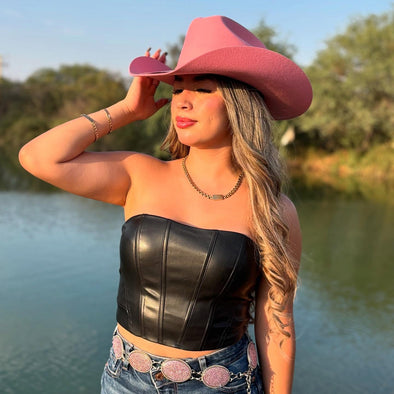 Pink Suede Western Hat