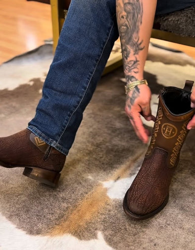 Western Vintage Textured Cowboy Boots