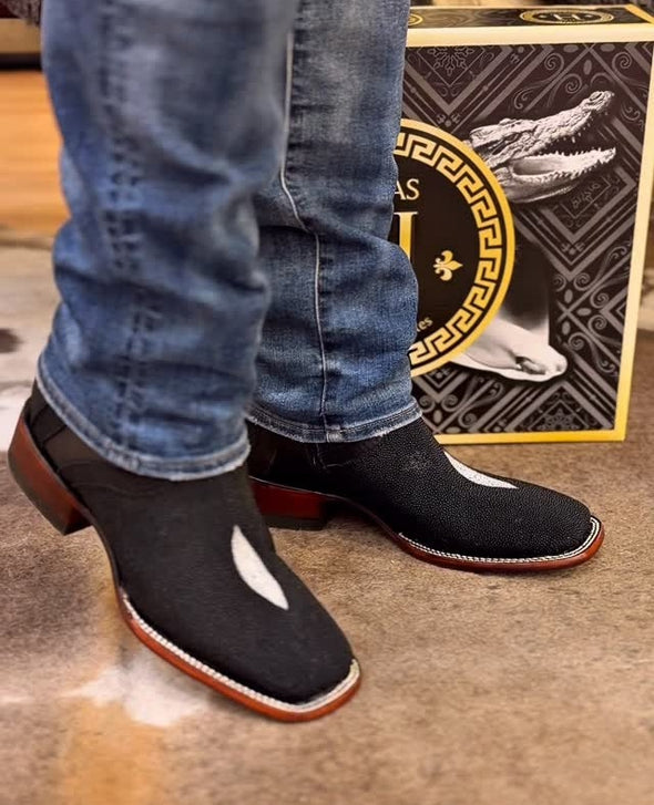 Black Stingray Western Ankle Boots