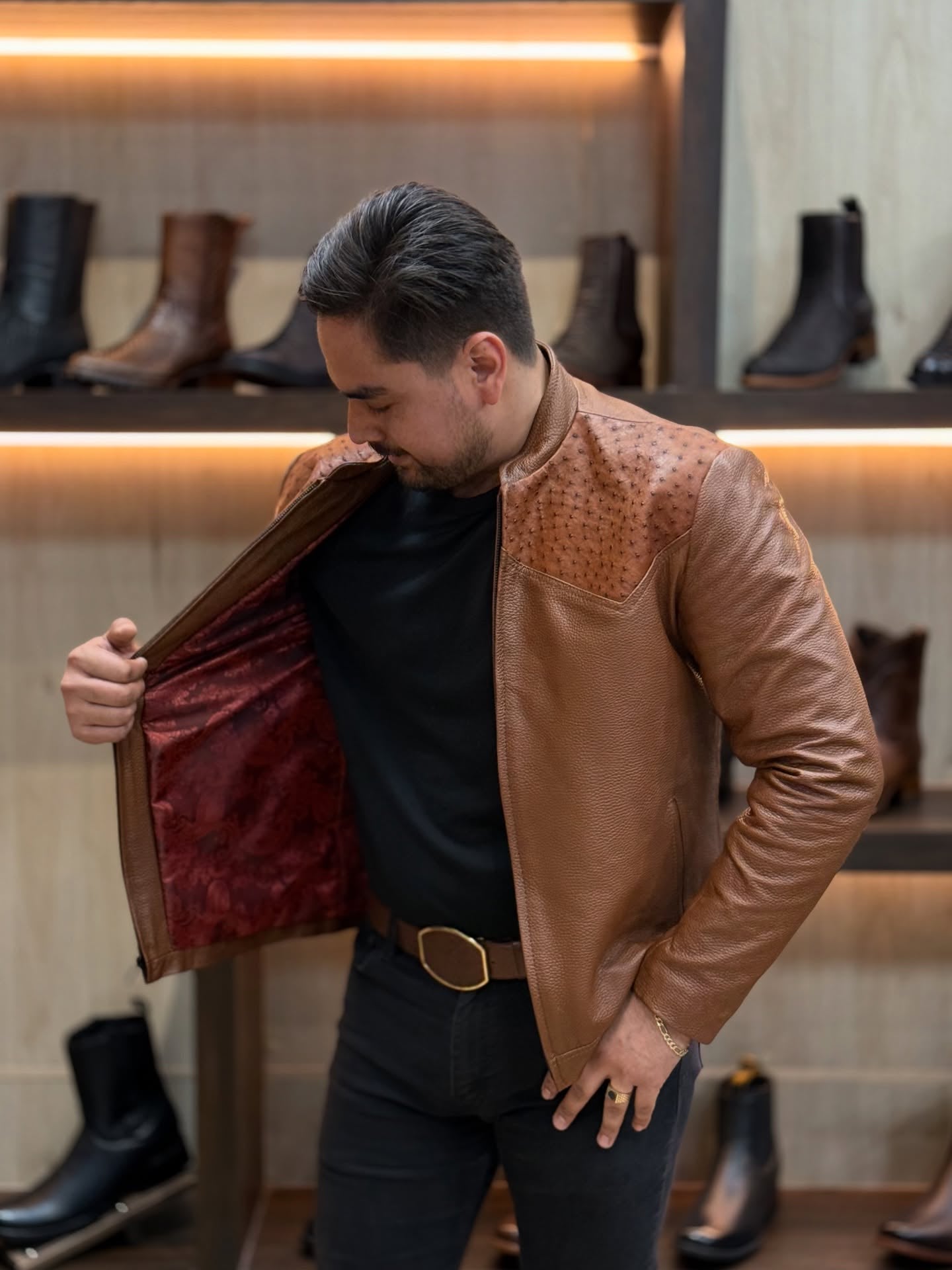 Vintage Ostrich Skin Patchwork Jacket