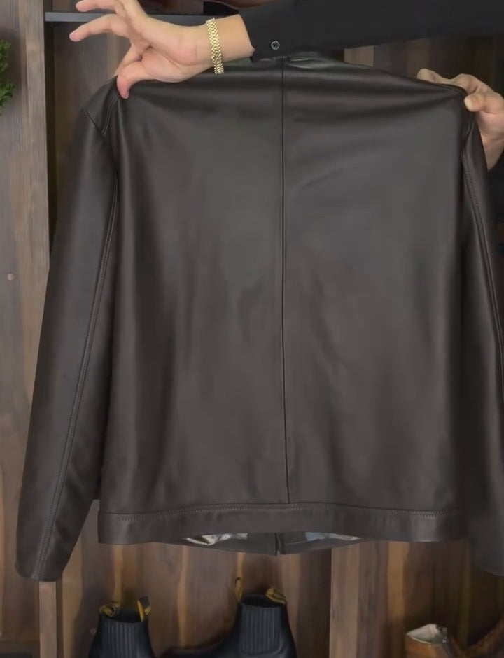 Tobacco Python-Skin Patchwork Jacket