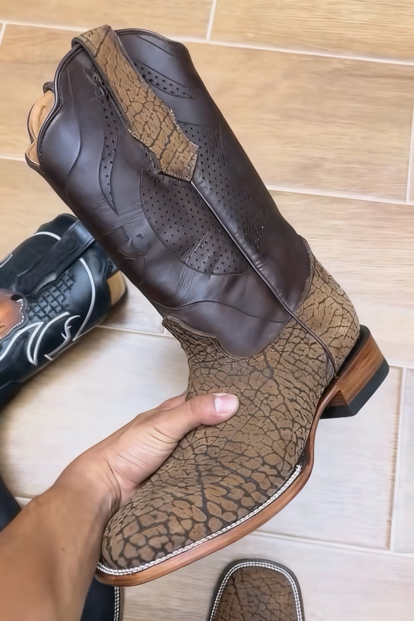 Vintage Textured Ranch Cowboy Boots
