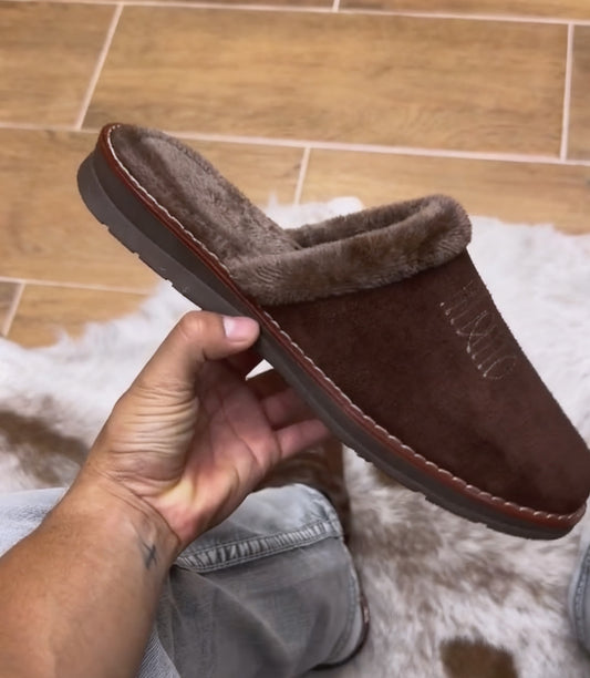 Suede Embroidered Slippers