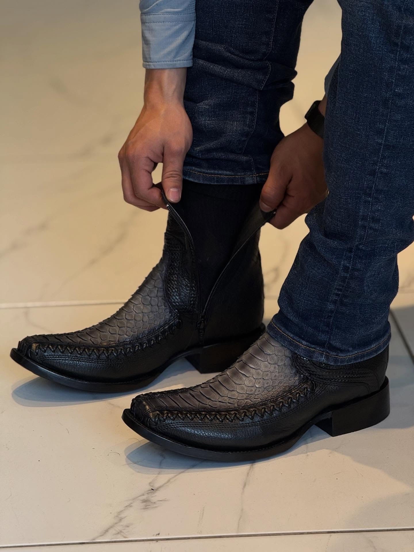 Vintage Python Skin Western Cowboy Boots