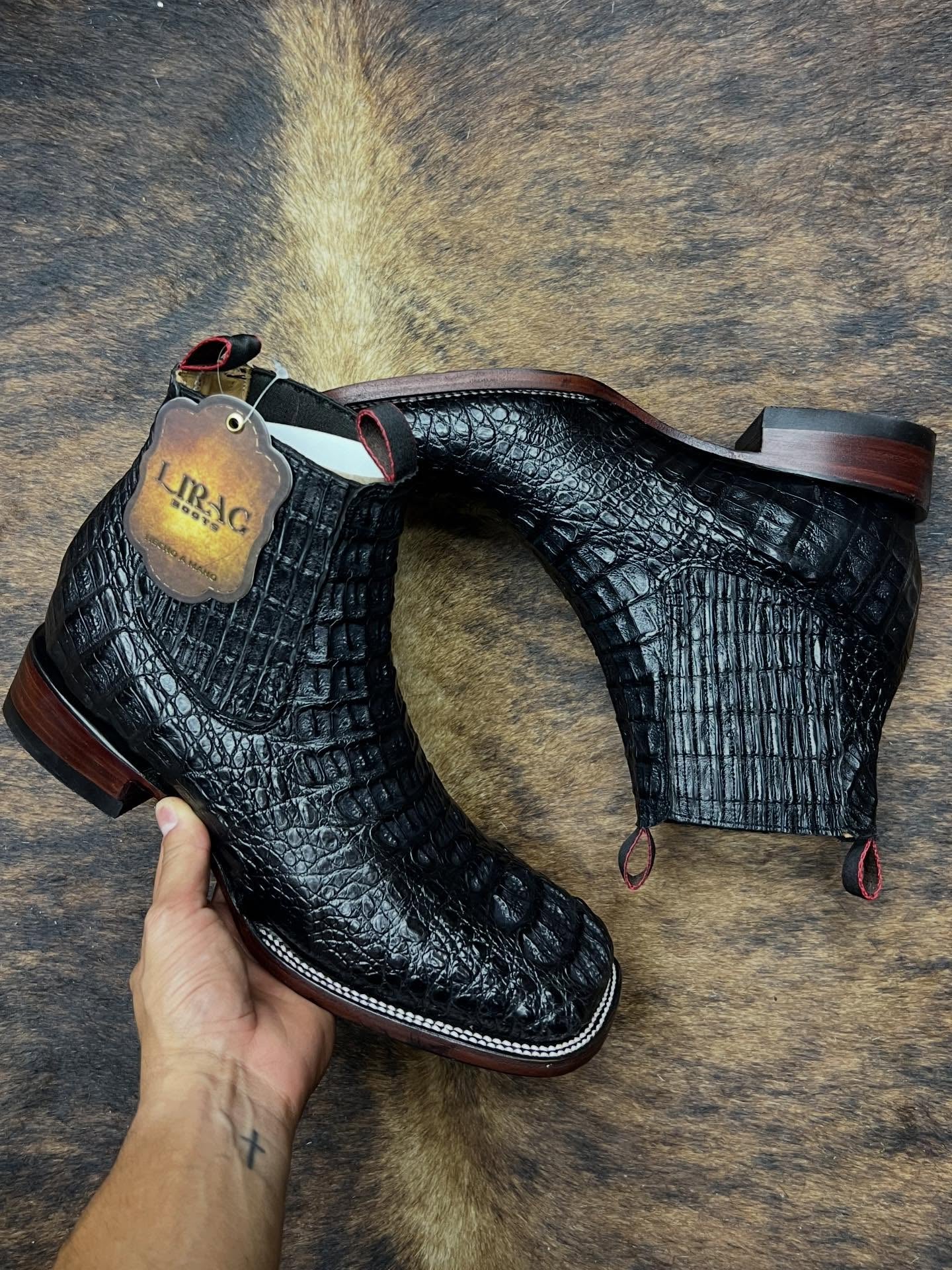 Crocodile Neck Western Ankle Boots